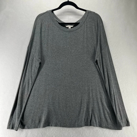 CAbi Top Womens Sz M Oversized Round Neck Long Sleeve Stretch Jersey Rayon Gray - Picture 1 of 11